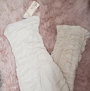 Ruched mesh midi dress